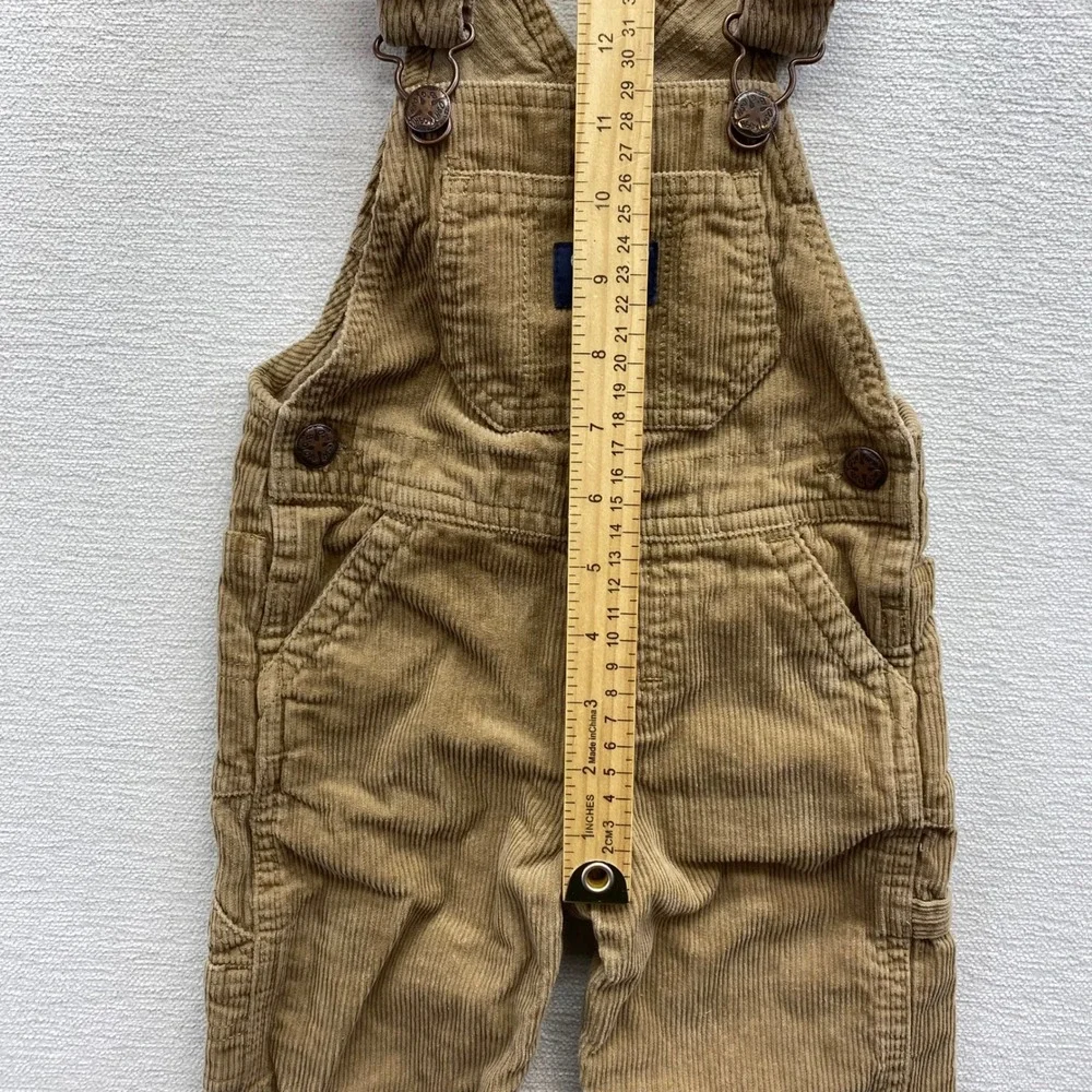 OshKosh B'gosh Corduroy Overalls Kids 12M Tan Classic Workwear Bibs